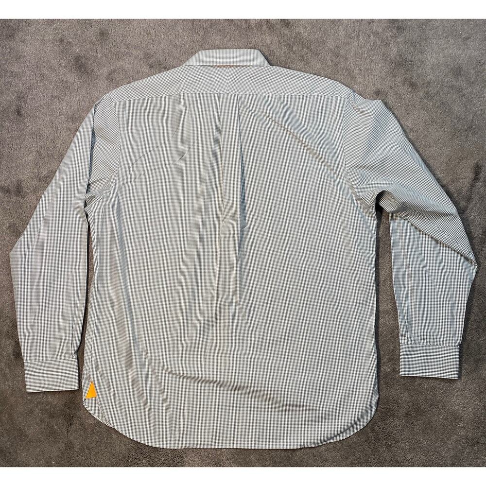 Lands‎ End Men's Large Wrinkle Free LS Shirt Black Gingham Check  w/ Orange Trim - Picture 6 of 12